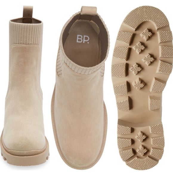 BP. Nordstrom Tianna Lug Tan Faux Suede Chelsea Boot Size 10 - Picture 3 of 7